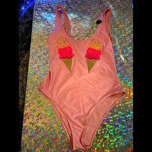 Women’s “ice cream”accented Swim/body suit 🌸